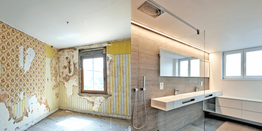 Bathroom Renovation Before and after image of bathroom renovation