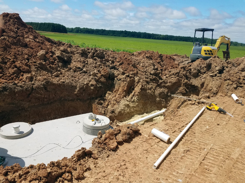 11 Excavated site prepared for a septic tank installation
